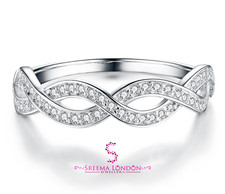 Sterling Silver CZ Crystal Eternity Infinity Ring UK Size I-W Rings