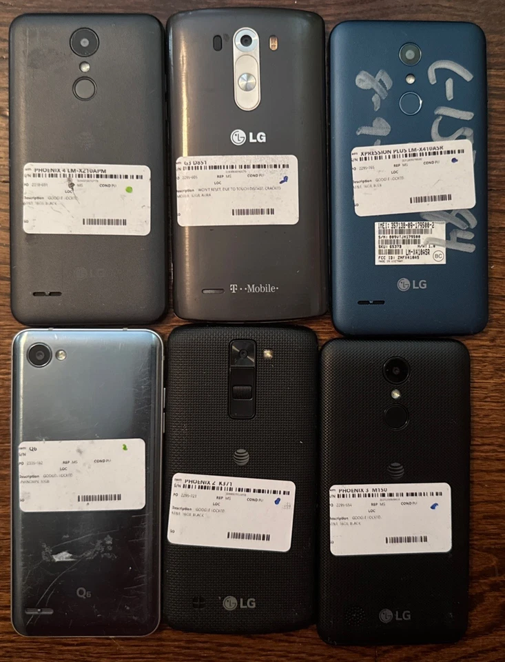 Lote de 6 Smartphone LG Q6 Expression + G3 Phoenix 2 & 3 & 4 Roto Envío Rápido Foto 2 de 2
