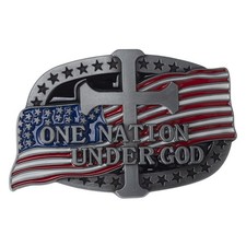 American Flag Cross Belt Buckle, 4th of July Cowboy Ornament for Men