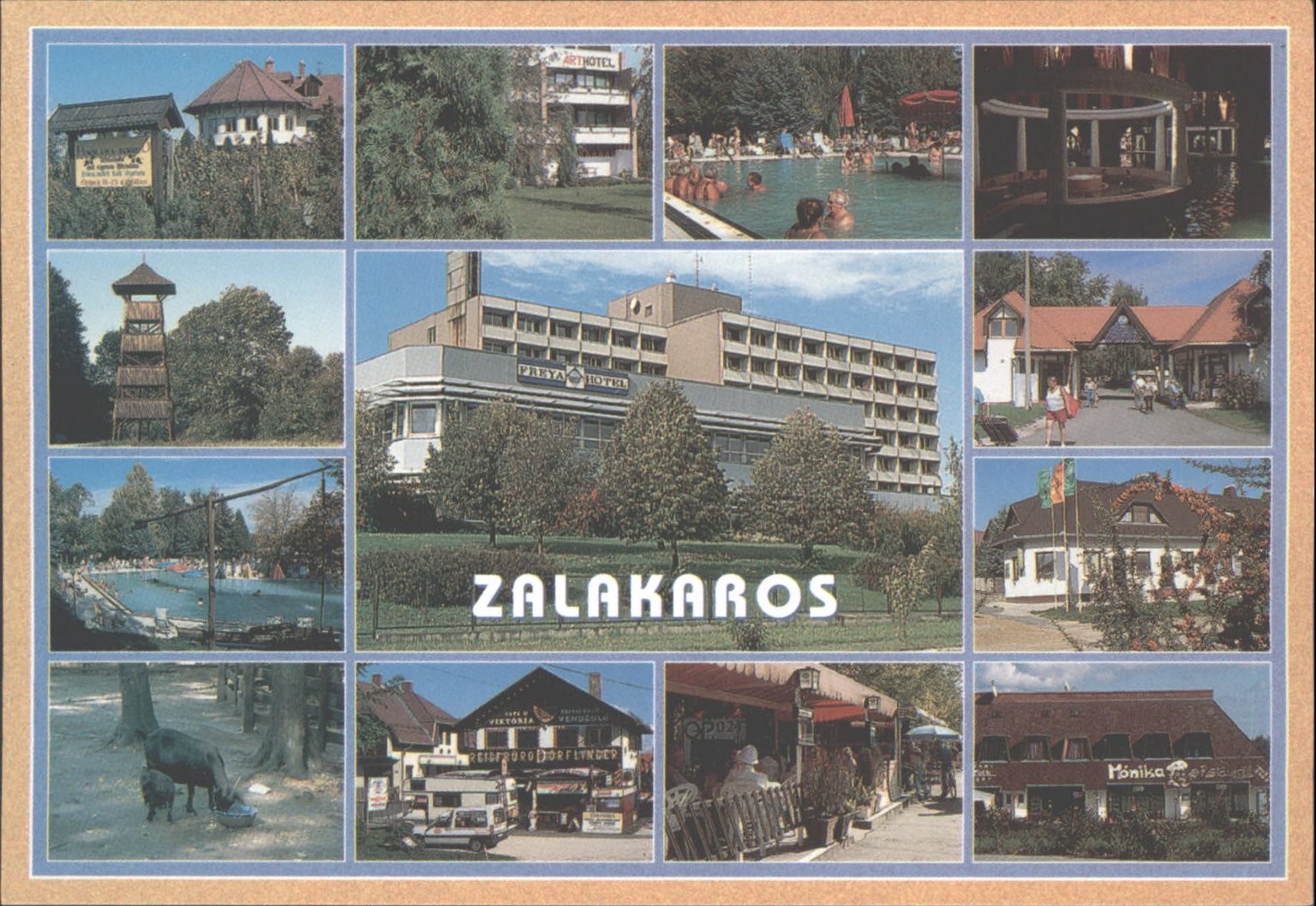 Vintage Zalakaros Hungary Postcard ARS UNA STUDIO N° 1047 Collage Hotel Spa