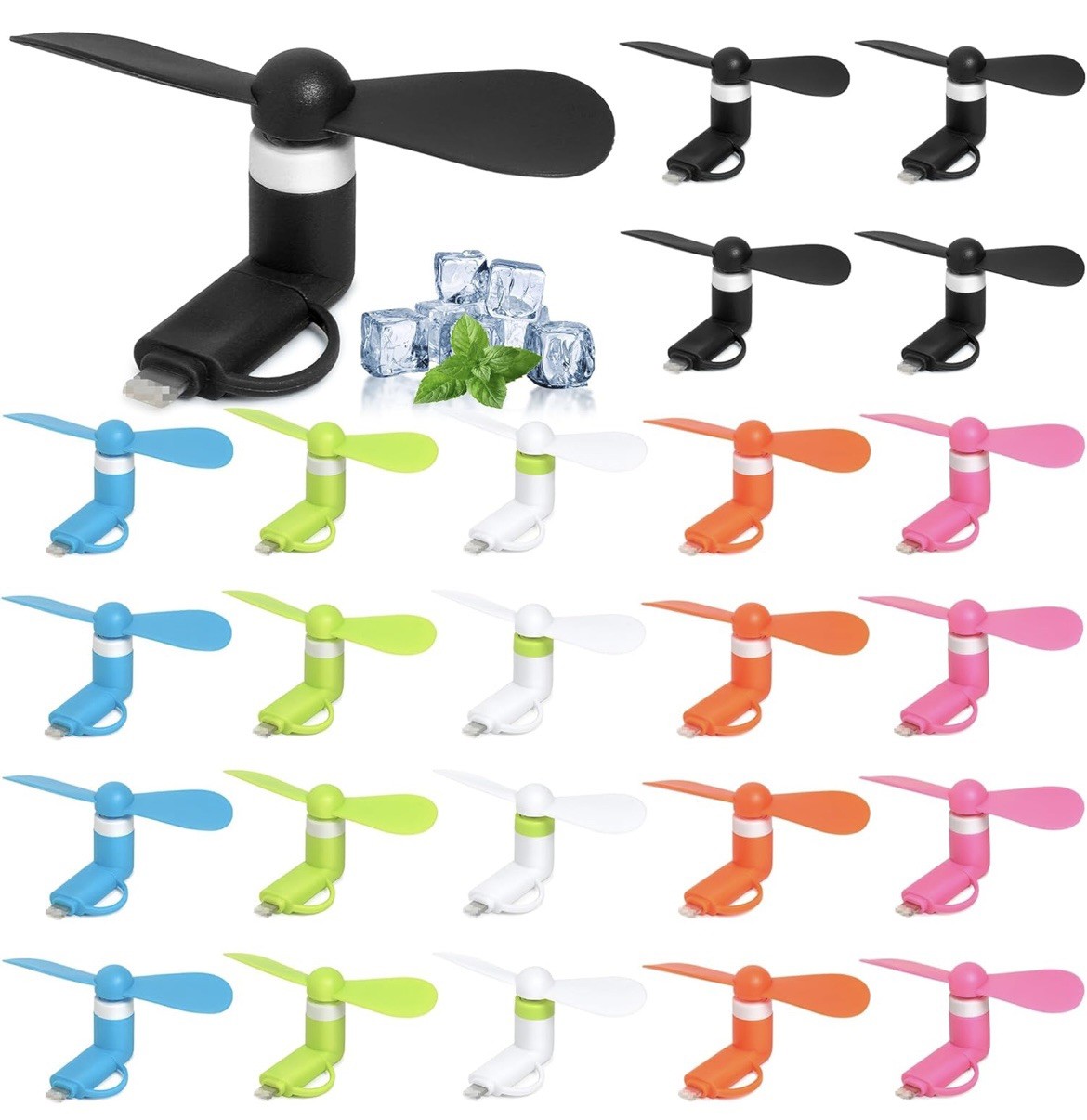 Mini Cell Phone Fan 6 Packs 2in1 Mobile Phone Fans Compatible With Iphone/ipad/a