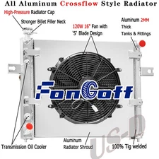 3 Row Aluminum Radiator Shroud Fan Fit 1999-2004 Jeep Grand Cherokee 4.0L l6 AT