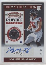 2019 Contenders Rookie Variation Playoff Ticket 15/49 Kaleb McGary #201 Auto 0c6