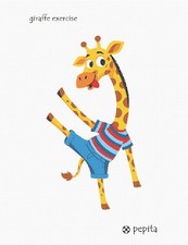 Giraffe Exercise Needlepoint Kit or Canvas - Kids Children Nursery Playroom 7x10
