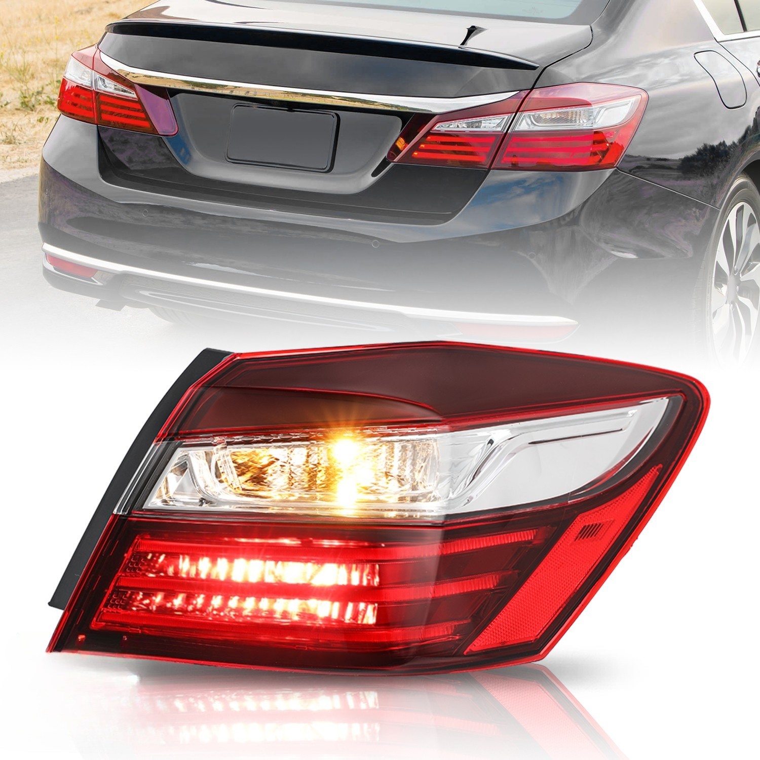For 2016-2017 Honda Accord Outer Passenger Side Tail Light Red Brake Lamp