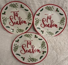 Royal Norfolk Christmas Holly Berry Porcelain Salad/Dessert Plates Set Of 3