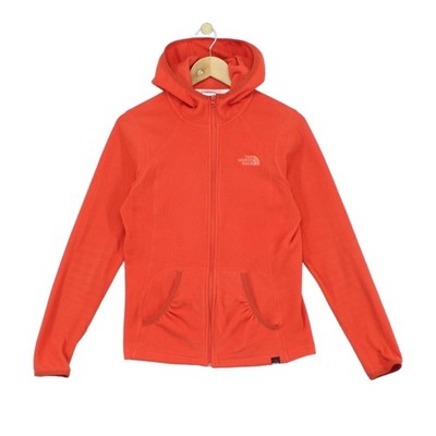 North Face Fleecejacke Damen Größe S orange leichte Kapuze Polartec