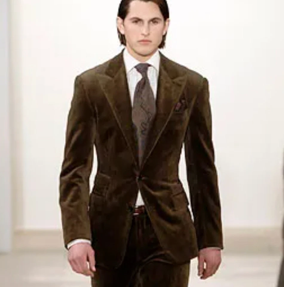 Casaco esportivo Ralph Lauren etiqueta roxa 40R veludo - Imagem 2 de 4