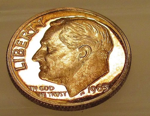1963 Gem  Proof Dime 90% Silver Outstanding  Original Toning  #114 ~ 17