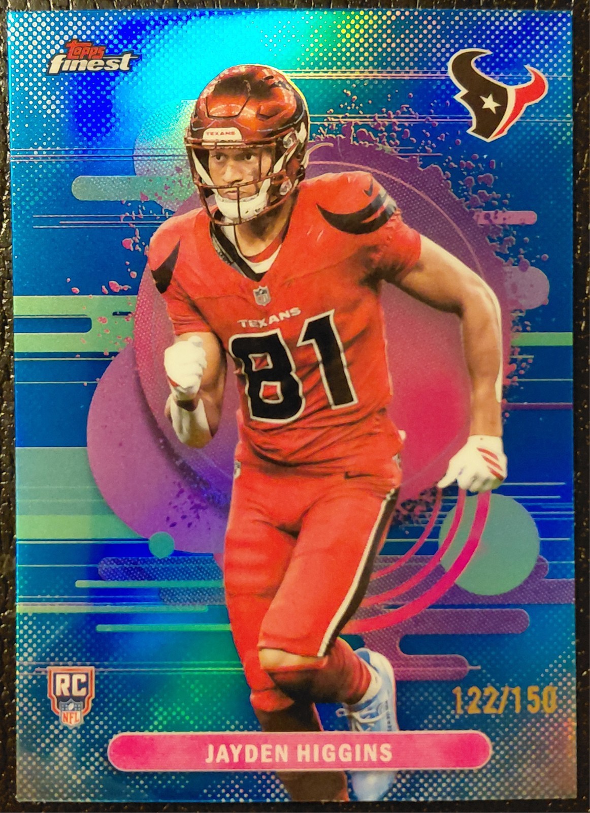 2025 Topps Finest Uncommon Jayden Higgins RC Rookie #118 Blue Refractor /150