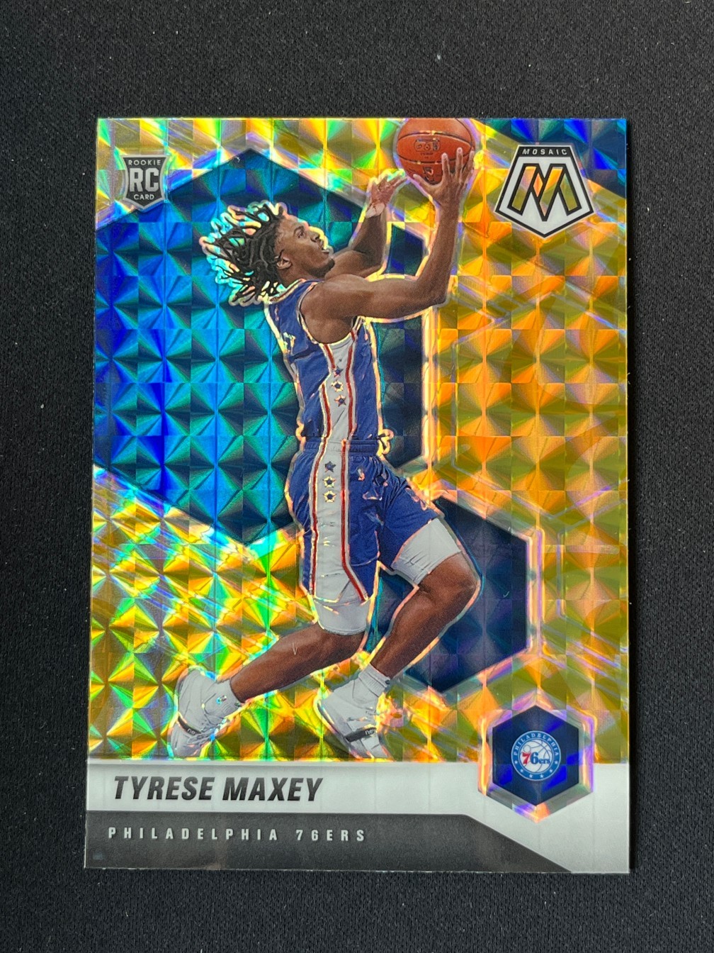 Tyrese Maxey 2020-21 Panini Mosaic RC Reactive Yellow #203