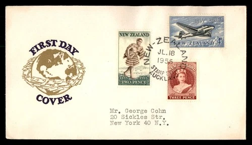 Mayfairstamps New Zealand FDC 1955 Auckland mixed franking First Day Cover aax_3
