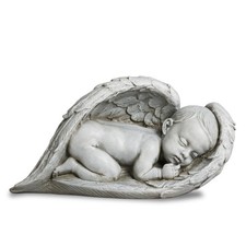 8" Sleeping Angel in Wings Statue-Guardian Angel Baby Statue,Resin Memorial G...