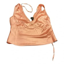 Wild Fable Women's Satin Rosette Tank Top Peach Orange Size Medium
