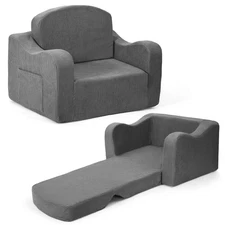 Comfy Toddler Chair for Kids, 2-in-1 Toddler Soft Plush Couch Fold Out, Conve...