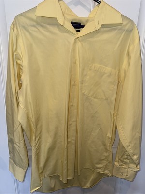 Vtg Arrow Kent Collection Shirt Mens 16  32/33 Yellow Long Sleeve Dagger Collar