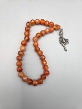 Vintage orientalische Karneol-Gebetskette achteckige Edelsteinperlen, Osmanisch