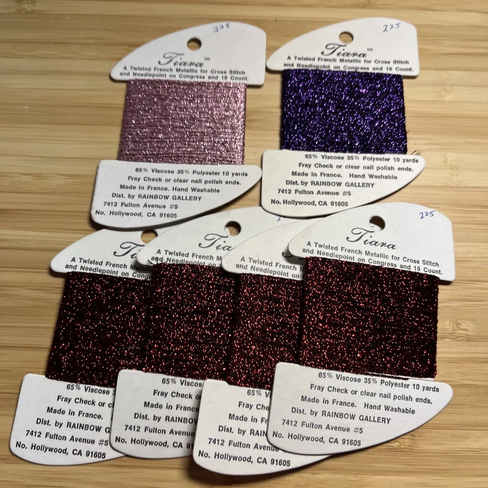 Rainbow Gallery TIARA Twisted Metallic Thread Lot Of 6 -Needlepoint/cross stitch - Image 2 of 3
