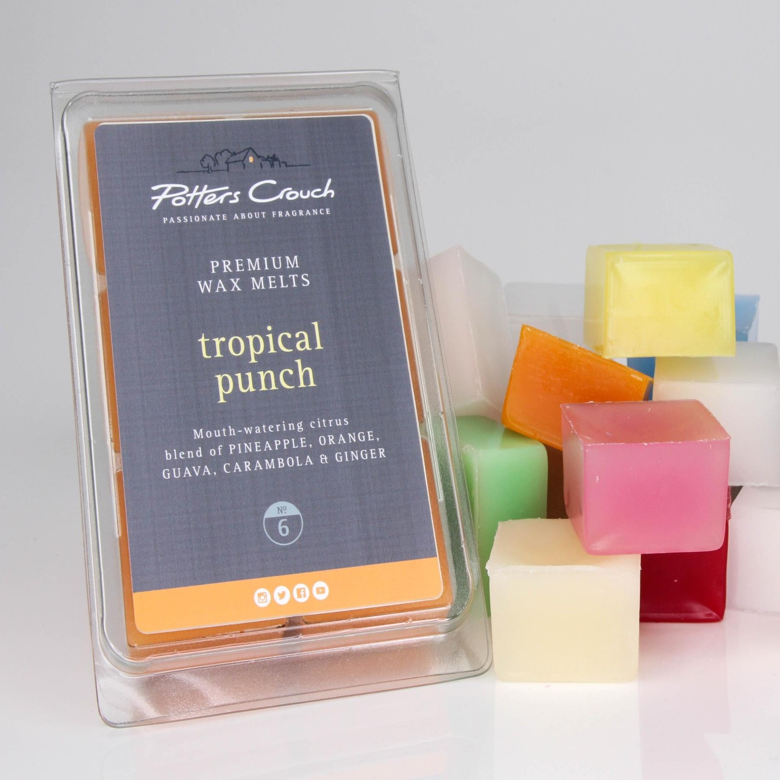 Scented Wax Melts Potters Crouch Premium Vegan Fragranced Tropical Punch No.6
