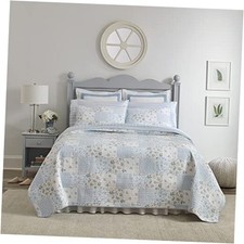 - King Quilt Set, Cotton Reversible Bedding with Matching Shams, Bedroom