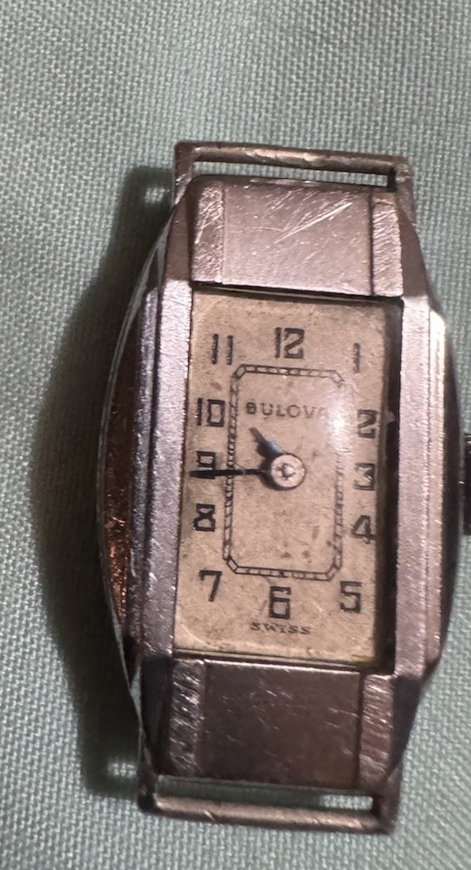 Vintage Bulova Watch Rectangular Silver Tone No S… - image 1