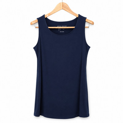 Susan Graver Tank Top Womens Size Medium Navy Blue Liquid Knit Stretch Capsule
