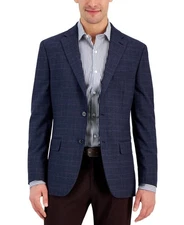 Tommy Hilfiger Mens Modern fit Sport Coat Blazer 36 S Navy Blue Plaid