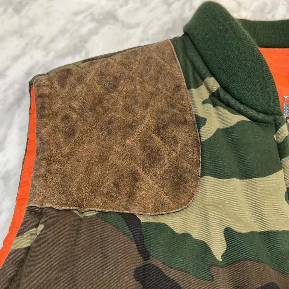 Chaleco de Caza Camuflado Vintage Para Hombre XL Cuero Bolsillos para el Hombro Seguridad Reversible Foto 3 de 4