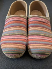 DANSKO Vagen Pro Woven Jute Striped Clogs UE 40 US 9.5-10