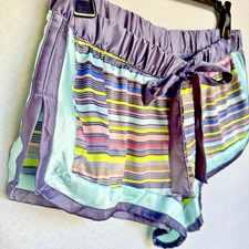 Victoria's Secret Sleepwear Shorts, Small Multicolor Silk Striped 90s Slit sides