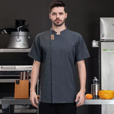 Unisex Chef Jacket Summer Kitchen Shirts Hotel Restaurant Waiter Uniforms Bakery