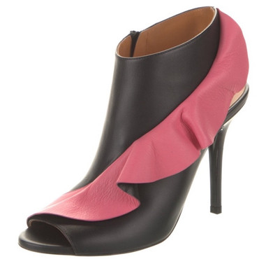 Balenciaga Sandal Genuine Leather  Black/ Flamingo Heel Sz 37/6 $835 Italy