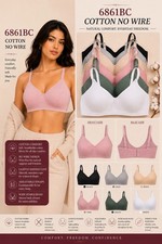 Lot 6 pc No Wire Full Cup Wireless Plain Everyday Light Padded Wire Free Bra B/C