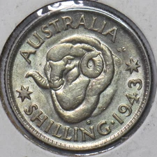 Australia 1943 S Shilling Merino ram animal 193653 combine shipping