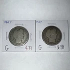 1907 Barber Half Dollar Silver Coins San Francisco Lot of 2