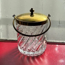 Baccarat《Modeled Decorative Crystal》Bampu Gold Colored Ice Bucket Baccarat
