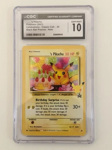 CGC 10 Birthday Pikachu Holo 24 Celebrations Classic Collection Pokémon