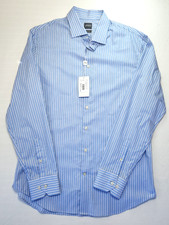 Armani Collezioni slim fit mens dress shirt blue white stripe NWT 198 17/43