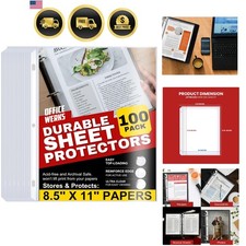 100 Clear Sheet Protectors, 8.5x11 Inch for 3 Ring Binder, Plastic Sheet Slee...