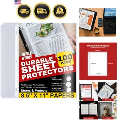 100 Clear Sheet Protectors, 8.5x11 Inch for 3 Ring Binder, Plastic Sheet Slee...