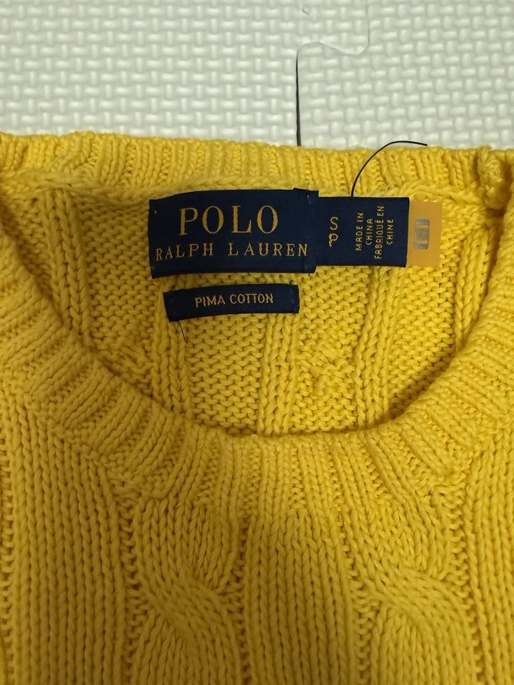 Suéter Polo Ralph Lauren Mujer Tejido con Cable Talla Pequeña Amarillo Nuevo sin Etiquetas Envío Gratis Foto 3 de 4