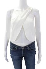 Loulou Studio Womens Sleeveless Cross Back Crop Tank Top White Size M