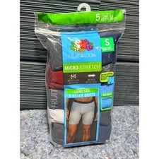 Fruit of the Loom Mens 5 Pack Micro-Stretch Long Leg Boxer Briefs Small WMS5LLC
