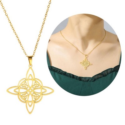 Vintage Witch Knot Pendant Necklace Earring Ring Double Layer Chain Bracelets