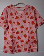 Strawberry pink nurse scrub top size L