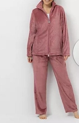 MONT CHALET Damen-Hausanzug uni Mikrofaser Chinchilla Stehkragen, 3tlg. KG5  XL