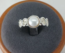 Hagit Gorali 925 Sterling Silver 7.0mm Cultured Pearl Ring Size 7.5 QVC
