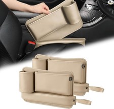 Seat Gap Filler Organizer 2 Pack, Seat Organizer with Cup Holders, 3-in-1 White