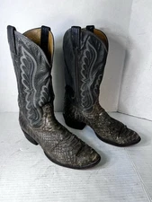 Vintage Tony Lama Cowboy Boots 11.5 Exotic Leather Python Black/brown