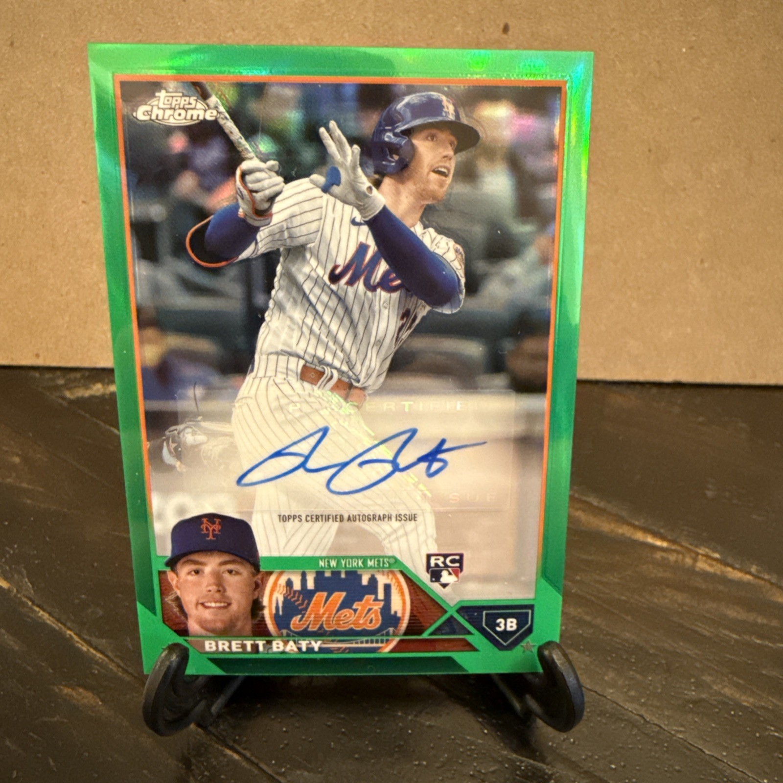 2023 Topps Chrome Update Brett Baty True Green RC Auto /99 Refractor Rookie Mets